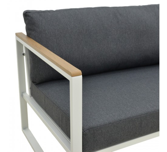 Καναπές διθέσιος Aurelio μεταλλικός σε λευκή -μαξιλάρια σε ανθρακί απόχρωση 130x74x63εκ Υλικό: steel Size:30*20*1.0MM.20*20*0.9mm.plywood:3x1.3cm 404-000021