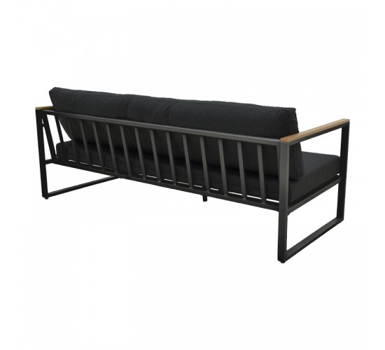 Καναπές τριθέσιος Aurelio μαύρο μέταλλο με μαύρα μαξιλάρια 192x74x63εκ Υλικό: steel Size:30*20*1.0MM.20*20*0.9mm.plywood:3x1.3cm 404-000023