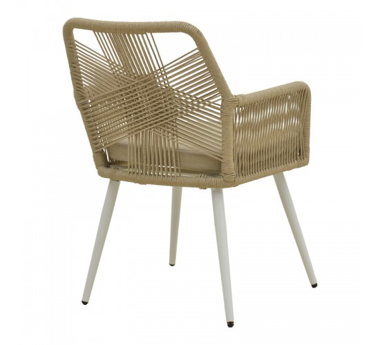 Πολυθρόνα Andros αλουμίνιο σε λευκή- pe σχοινί σε φυσική απόχρωση 56x60x86εκ Υλικό: Alum size:Ø22*1.1mm. Rope SIZE:Ø5MM 404-000024