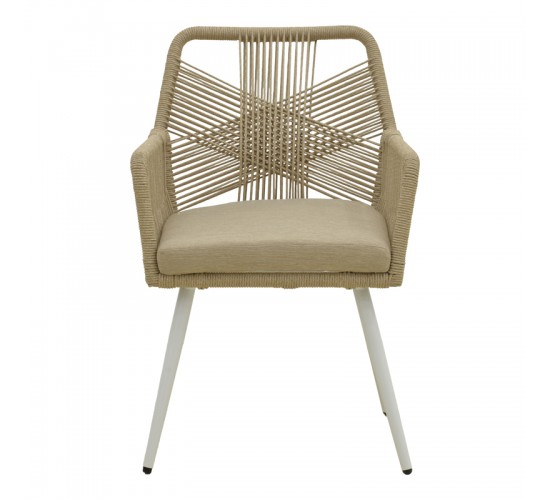 Πολυθρόνα Andros αλουμίνιο σε λευκή- pe σχοινί σε φυσική απόχρωση 56x60x86εκ Υλικό: Alum size:Ø22*1.1mm. Rope SIZE:Ø5MM 404-000024