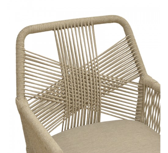 Πολυθρόνα Andros αλουμίνιο σε λευκή- pe σχοινί σε φυσική απόχρωση 56x60x86εκ Υλικό: Alum size:Ø22*1.1mm. Rope SIZE:Ø5MM 404-000024