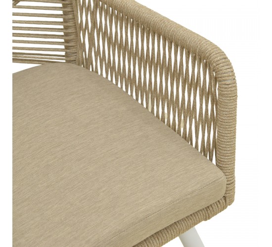 Πολυθρόνα Andros αλουμίνιο σε λευκή- pe σχοινί σε φυσική απόχρωση 56x60x86εκ Υλικό: Alum size:Ø22*1.1mm. Rope SIZE:Ø5MM 404-000024