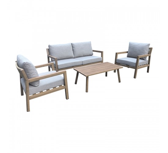 Σαλόνι κήπου Andasio σετ 4τεμ αλουμίνιο κ σχοινί σε φυσική- μαξιλάρια σε γκρι απόχρωση Υλικό: Alum Size:50*50*1.2MM.50*50*1.5mm.3MM 404-000026