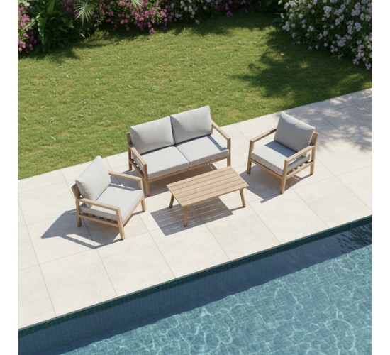 Σαλόνι κήπου Andasio σετ 4τεμ αλουμίνιο κ σχοινί σε φυσική- μαξιλάρια σε γκρι απόχρωση Υλικό: Alum Size:50*50*1.2MM.50*50*1.5mm.3MM 404-000026