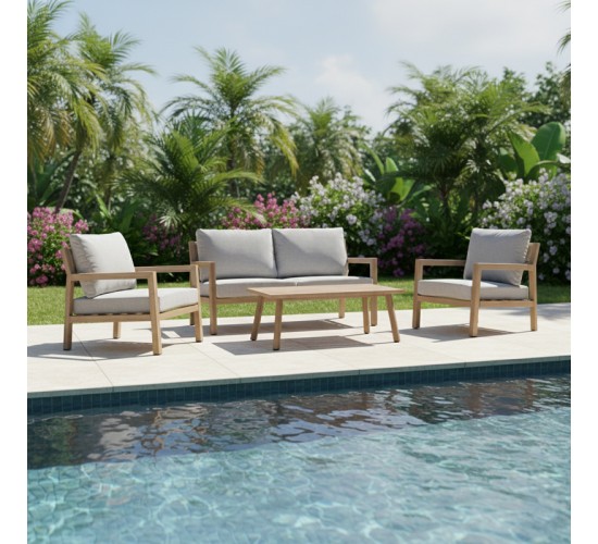 Σαλόνι κήπου Andasio σετ 4τεμ αλουμίνιο κ σχοινί σε φυσική- μαξιλάρια σε γκρι απόχρωση Υλικό: Alum Size:50*50*1.2MM.50*50*1.5mm.3MM 404-000026