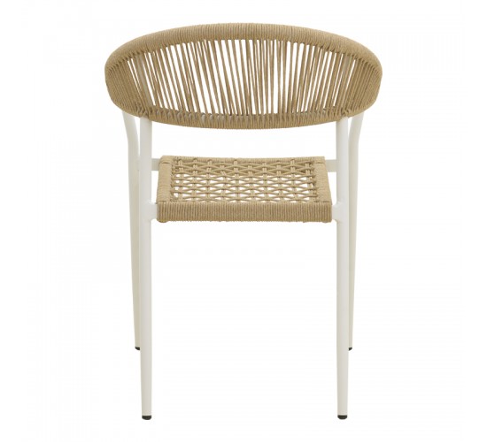 Πολυθρόνα Ammos στοιβαζόμενη αλουμίνιο σε λευκή- pe σχοινί σε φυσική απόχρωση 57x61x82εκ Υλικό: Alum size:Ø22*1.1mm. Rope SIZE:Ø5MM 404-000027