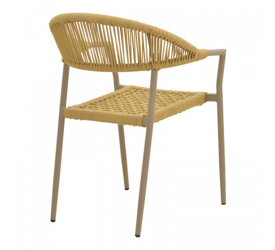 Πολυθρόνα Ammos στοιβαζόμενη αλουμίνιο καφέ- pe σχοινί σε φυσική απόχρωση 57x61x82εκ Υλικό: Alum size:Ø22*1.1mm. Rope SIZE:Ø5MM 404-000028