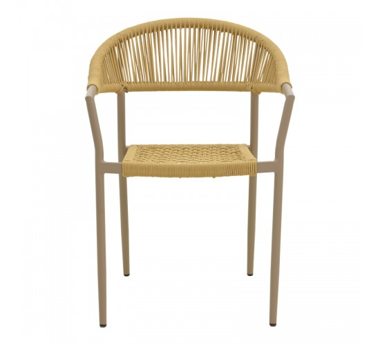 Πολυθρόνα Ammos στοιβαζόμενη αλουμίνιο καφέ- pe σχοινί σε φυσική απόχρωση 57x61x82εκ Υλικό: Alum size:Ø22*1.1mm. Rope SIZE:Ø5MM 404-000028