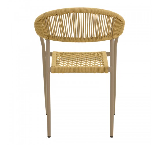 Πολυθρόνα Ammos στοιβαζόμενη αλουμίνιο καφέ- pe σχοινί σε φυσική απόχρωση 57x61x82εκ Υλικό: Alum size:Ø22*1.1mm. Rope SIZE:Ø5MM 404-000028