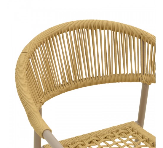 Πολυθρόνα Ammos στοιβαζόμενη αλουμίνιο καφέ- pe σχοινί σε φυσική απόχρωση 57x61x82εκ Υλικό: Alum size:Ø22*1.1mm. Rope SIZE:Ø5MM 404-000028