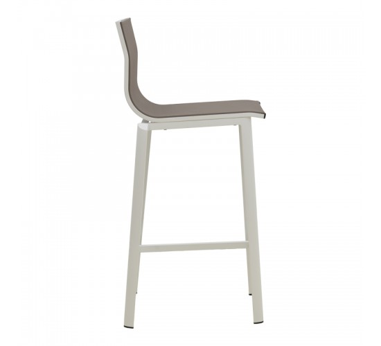 Σκαμπό μπαρ Melina στοιβαζόμενη αλουμίνιο σε λευκή- textline σε γκρι απόχρωση 45x49x115εκ Υλικό: Alum size:30*19*1.1mm. textile SIZE:2*1 404-000029