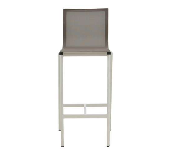 Σκαμπό μπαρ Melina στοιβαζόμενη αλουμίνιο σε λευκή- textline σε γκρι απόχρωση 45x49x115εκ Υλικό: Alum size:30*19*1.1mm. textile SIZE:2*1 404-000029