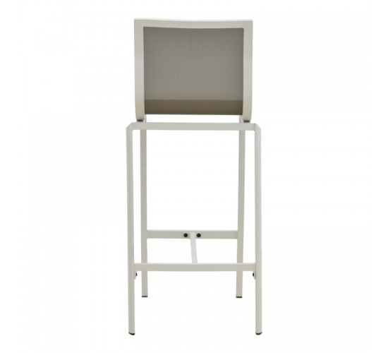 Σκαμπό μπαρ Melina στοιβαζόμενη αλουμίνιο σε λευκή- textline σε γκρι απόχρωση 45x49x115εκ Υλικό: Alum size:30*19*1.1mm. textile SIZE:2*1 404-000029