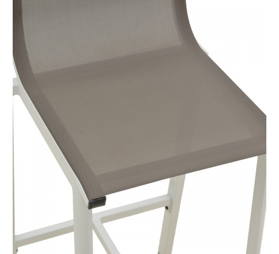 Σκαμπό μπαρ Melina στοιβαζόμενη αλουμίνιο σε λευκή- textline σε γκρι απόχρωση 45x49x115εκ Υλικό: Alum size:30*19*1.1mm. textile SIZE:2*1 404-000029