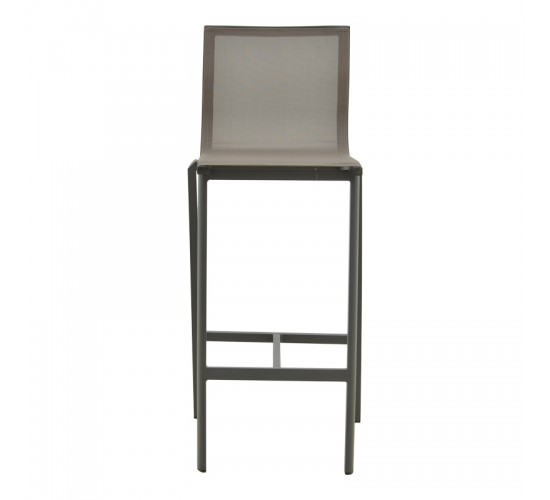 Σκαμπό μπαρ Melina στοιβαζόμενη αλουμίνιο σε ανθρακί- textline σε γκρι απόχρωση 45x49x115εκ Υλικό: Alum size:30*19*1.1mm. textile SIZE:2*1 404-000030