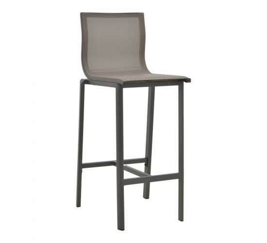 Σκαμπό μπαρ Melina στοιβαζόμενη αλουμίνιο σε ανθρακί- textline σε γκρι απόχρωση 45x49x115εκ Υλικό: Alum size:30*19*1.1mm. textile SIZE:2*1 404-000030