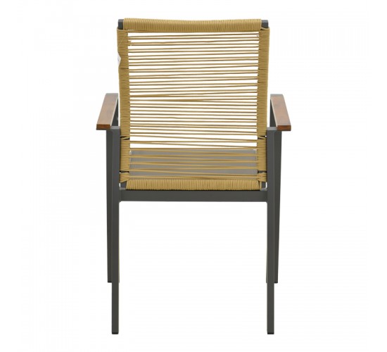 Πολυθρόνα Aegean στοιβαζόμενη teak-pe σχοινί σε φυσική - αλουμίνιο κ textline σε ανθρακί απόχρωση 57x64x87εκ Υλικό: Alum size:Ø25/Ø19*1.2mm. Rope SIZE:Ø5MM-Teak on handrail 404-000032