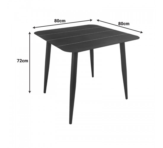 Τραπέζι Vista αλουμίνιο σε μαύρη απόχρωση 80x80x72εκ Υλικό: Alum size:Ø42*1.0mm 40*20*1.2 15*15*1.0 mm 404-000034