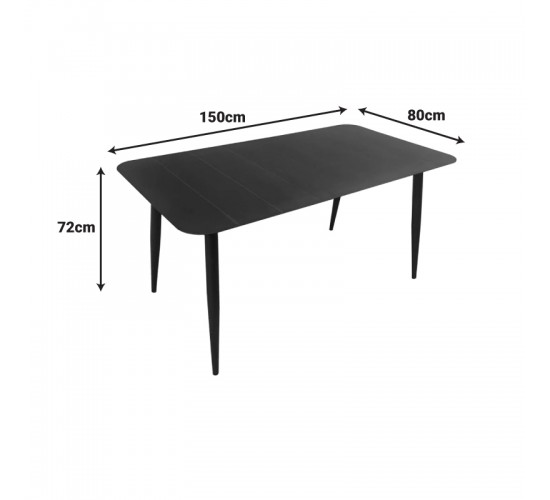 Τραπέζι Vista αλουμίνιο σε μαύρη απόχρωση 150x80x72εκ Υλικό: Alum size:Ø42*1.0mm 40*20*1.2 15*15*1.0 mm 404-000041