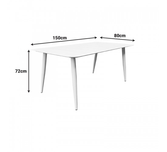 Τραπέζι Vista αλουμίνιο σε λευκη απόχρωση 150x80x72εκ Υλικό: Alum size:Ø42*1.0mm 40*20*1.2 15*15*1.0 mm 404-000042