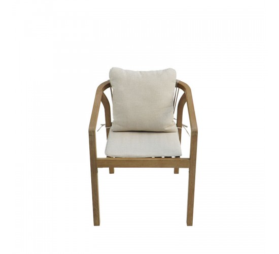 Πολυθρόνα Malibu II μασίφ ξύλο ακακίας-ύφασμα σε φυσική-μπεζ απόχρωση 58x63x74εκ Υλικό: ACACIA WOOD - ROPE - FABRIC - ALU 405-000004