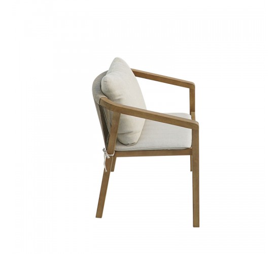 Πολυθρόνα Malibu II μασίφ ξύλο ακακίας-ύφασμα σε φυσική-μπεζ απόχρωση 58x63x74εκ Υλικό: ACACIA WOOD - ROPE - FABRIC - ALU 405-000004