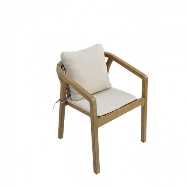 Πολυθρόνα Malibu II μασίφ ξύλο ακακίας-ύφασμα σε φυσική-μπεζ απόχρωση 58x63x74εκ Υλικό: ACACIA WOOD - ROPE - FABRIC - ALU 405-000004