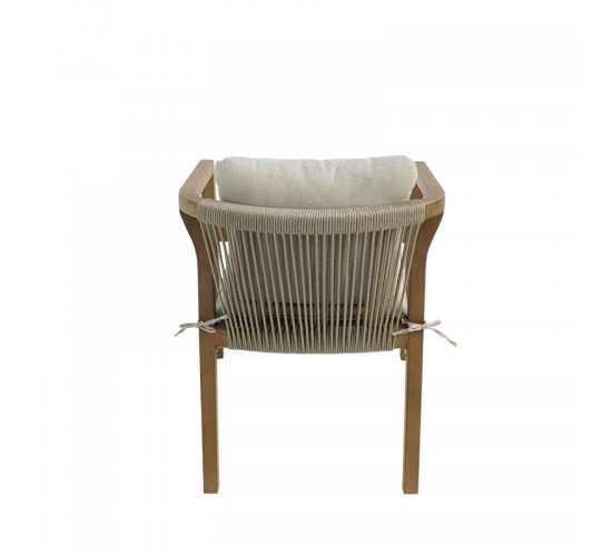 Πολυθρόνα Malibu II μασίφ ξύλο ακακίας-ύφασμα σε φυσική-μπεζ απόχρωση 58x63x74εκ Υλικό: ACACIA WOOD - ROPE - FABRIC - ALU 405-000004