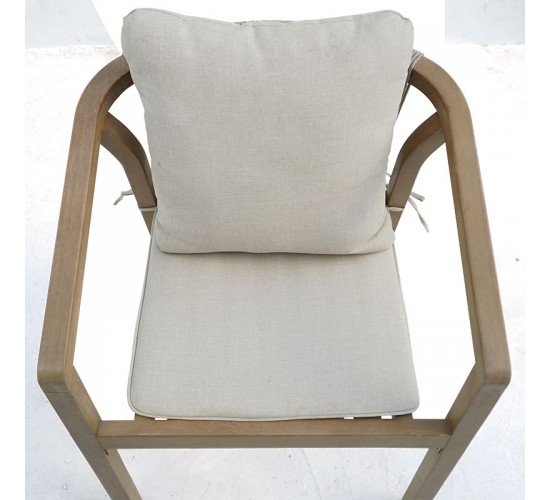 Πολυθρόνα Malibu II μασίφ ξύλο ακακίας-ύφασμα σε φυσική-μπεζ απόχρωση 58x63x74εκ Υλικό: ACACIA WOOD - ROPE - FABRIC - ALU 405-000004