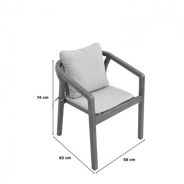 Πολυθρόνα Malibu II μασίφ ξύλο ακακίας-ύφασμα σε φυσική-μπεζ απόχρωση 58x63x74εκ Υλικό: ACACIA WOOD - ROPE - FABRIC - ALU 405-000004