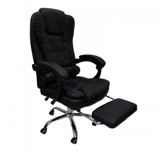 Καρέκλα γραφείου διευθυντή με υποπόδιο Worko pu σε μαύρη απόχρωση 66x62x113-121εκ Υλικό: PU - Metal chromed base 406-000005
