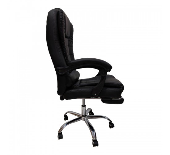 Καρέκλα γραφείου διευθυντή με υποπόδιο Worko pu σε μαύρη απόχρωση 66x62x113-121εκ Υλικό: PU - Metal chromed base 406-000005