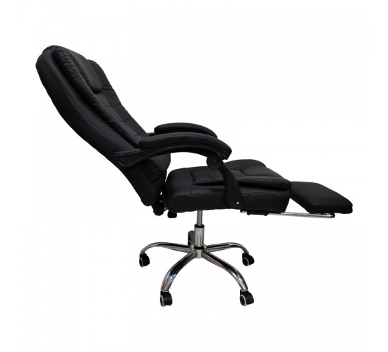 Καρέκλα γραφείου διευθυντή με υποπόδιο Worko pu σε μαύρη απόχρωση 66x62x113-121εκ Υλικό: PU - Metal chromed base 406-000005