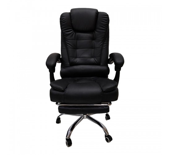 Καρέκλα γραφείου διευθυντή με υποπόδιο Worko pu σε μαύρη απόχρωση 66x62x113-121εκ Υλικό: PU - Metal chromed base 406-000005