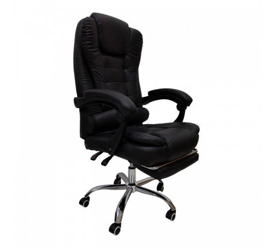 Καρέκλα γραφείου διευθυντή με υποπόδιο Worko pu σε μαύρη απόχρωση 66x62x113-121εκ Υλικό: PU - Metal chromed base 406-000005