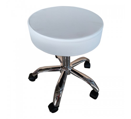 Σκαμπό γραφείου-εργασίας τροχήλατο Tebere pu σε λευκή απόχρωση 35x35x45-57εκ Υλικό: PU - Metal chromed base 406-000007