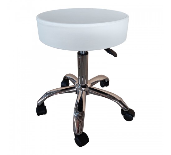 Σκαμπό γραφείου-εργασίας τροχήλατο Tebere pu σε λευκή απόχρωση 35x35x45-57εκ Υλικό: PU - Metal chromed base 406-000007