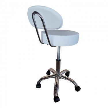 Σκαμπό γραφείου-εργασίας τροχήλατο με πλάτη Tebere pu σε λευκή απόχρωση 35x35x65-77εκ Υλικό: PU - Metal chromed base 406-000009