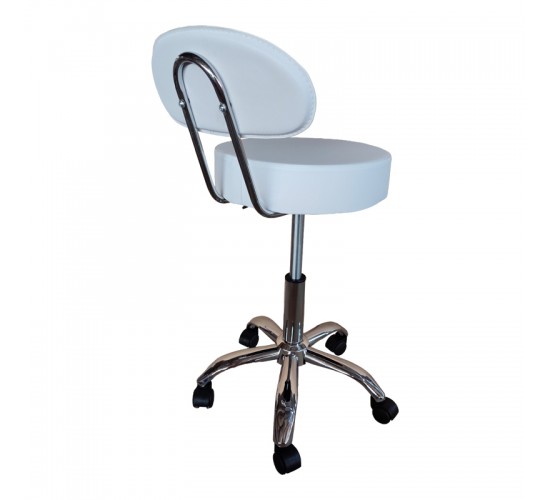 Σκαμπό γραφείου-εργασίας τροχήλατο με πλάτη Tebere pu σε λευκή απόχρωση 35x35x65-77εκ Υλικό: PU - Metal chromed base 406-000009