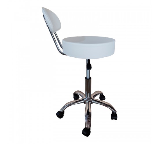Σκαμπό γραφείου-εργασίας τροχήλατο με πλάτη Tebere pu σε λευκή απόχρωση 35x35x65-77εκ Υλικό: PU - Metal chromed base 406-000009