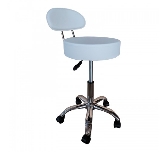 Σκαμπό γραφείου-εργασίας τροχήλατο με πλάτη Tebere pu σε λευκή απόχρωση 35x35x65-77εκ Υλικό: PU - Metal chromed base 406-000009