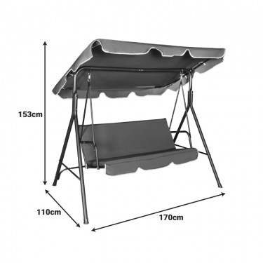 Κούνια κήπου Globo μέταλλο μαύρο-ύφασμα σε ανθρακί απόχρωση 170x110x153εκ Υλικό: STEEL - POLYESTER - FOAM 407-000001