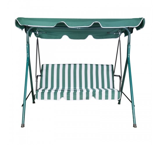 Κούνια κήπου Globo μέταλλο πράσινο-ύφασμα σε λευκή-πράσινη απόχρωση 170x110x153εκ Υλικό: STEEL - POLYESTER - FOAM 407-000002