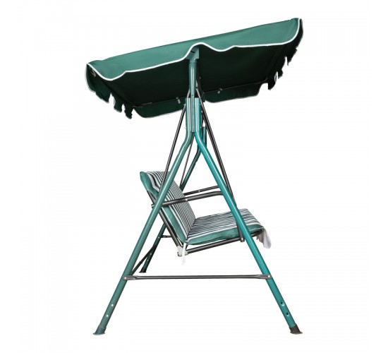 Κούνια κήπου Globo μέταλλο πράσινο-ύφασμα σε λευκή-πράσινη απόχρωση 170x110x153εκ Υλικό: STEEL - POLYESTER - FOAM 407-000002