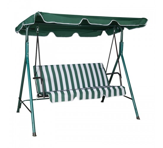 Κούνια κήπου Globo μέταλλο πράσινο-ύφασμα σε λευκή-πράσινη απόχρωση 170x110x153εκ Υλικό: STEEL - POLYESTER - FOAM 407-000002