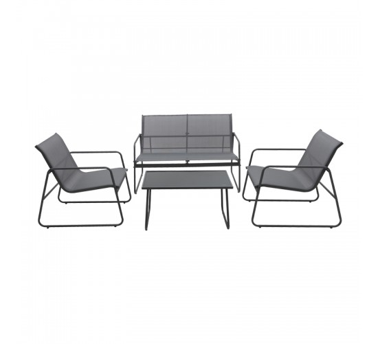 Σαλόνι εξωτερικού χώρου Veranda textilene-μέταλλο σε ανθρακί απόχρωση Υλικό: GLASS - TEXTILENE - STEEL 407-000003