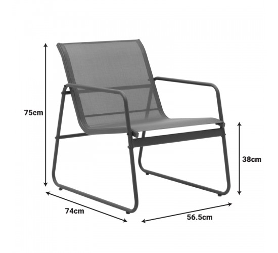 Σαλόνι εξωτερικού χώρου Veranda textilene-μέταλλο σε ανθρακί απόχρωση Υλικό: GLASS - TEXTILENE - STEEL 407-000003