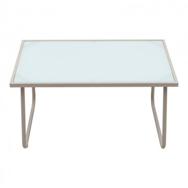 Σαλόνι εξωτερικού χώρου Veranda textilene-μέταλλο σε cappuccino απόχρωση Υλικό: GLASS - TEXTILENE - STEEL 407-000004