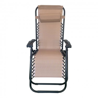 Πολυθρόνα relax πτυσσόμενη Mirka μόκα textilene με μαύρο μέταλλο 65x165x110εκ Υλικό: PLASTIC - TEXTILENE - STEEL 407-000006