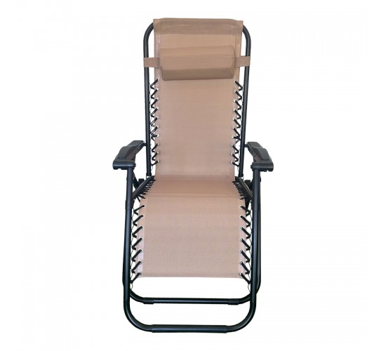 Πολυθρόνα πτυσσόμενη Mirka textilene-μέταλλο σε κρεμ-μαύρη απόχρωση 65x165x110εκ Υλικό: PLASTIC - TEXTILENE - STEEL 407-000006